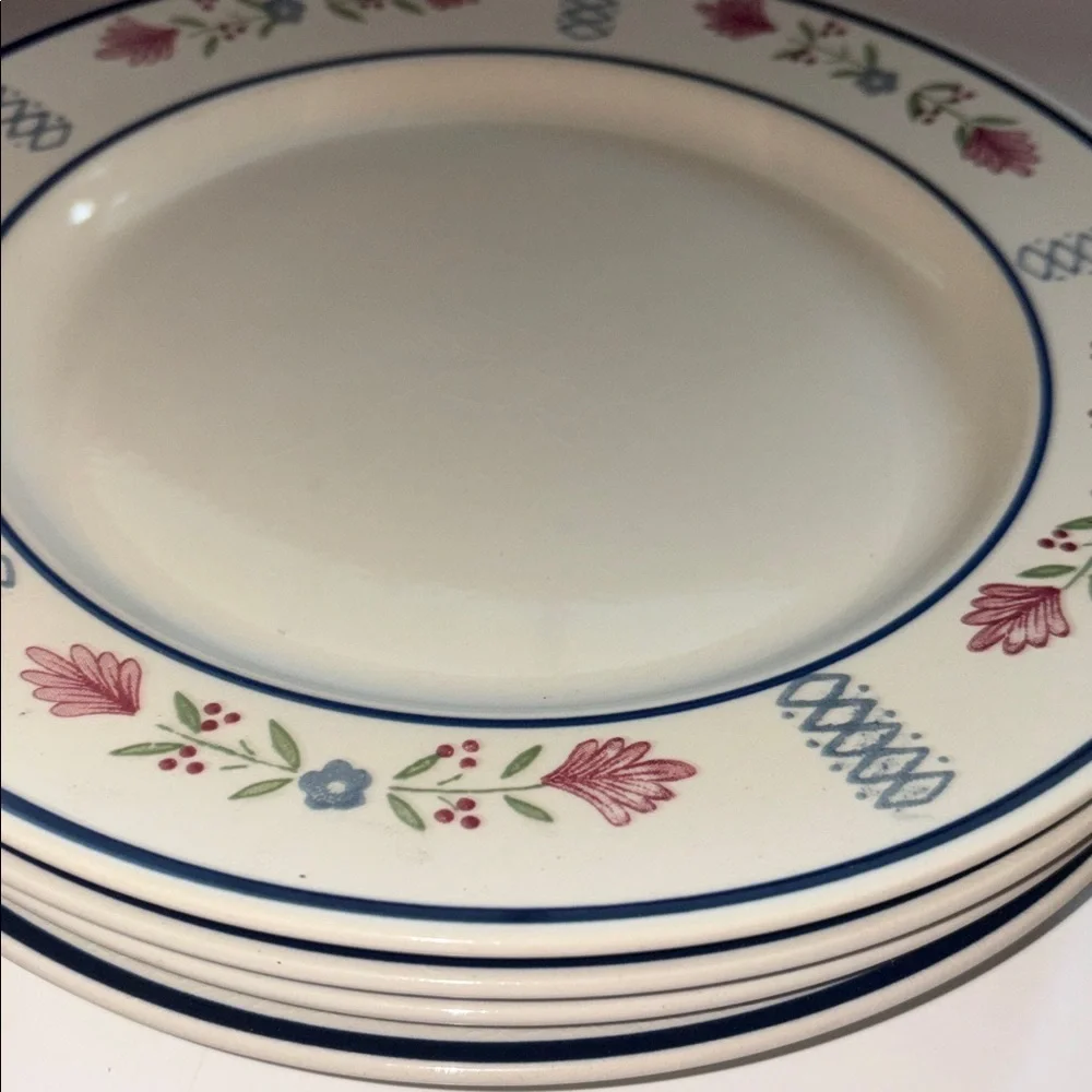 Set of 4 1986 Country Granny Cottage Core Dinner Plates Deere Park Stoneware